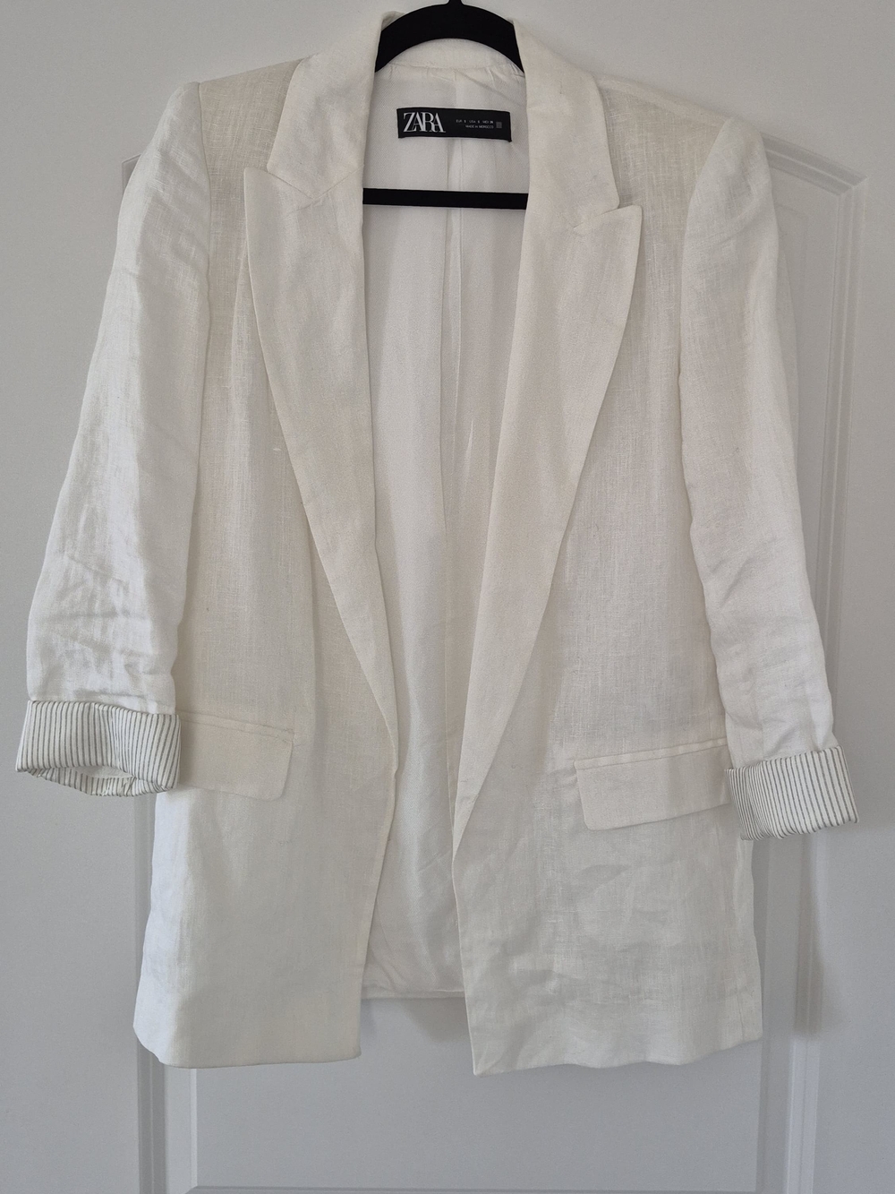 Zara Off-White Linen Blazer Jacket Size S